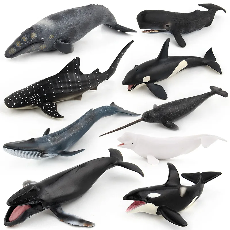 

Cross Border Toy 9-Model Oceans Animal Model Solid Model Whale Narwhal Multi--Whale Model