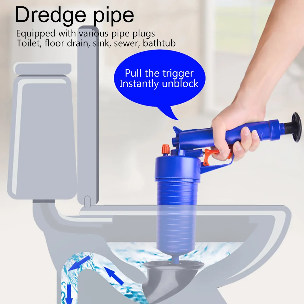 

Toilet Pipe Dredging Tools 4 Heads High Pressure Air Drain Plunger Gun Toilet Pipe Cleaner Pump Pipe Blockage Suction Bathroom