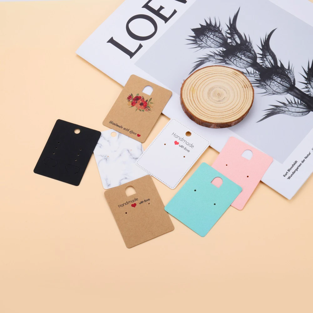 20/100pcs Mixed Style Earrings Cards Necklaces Ear Studs Display Cards Kraft Paper Hang Tag Card For DIY Jewelry Display Card
