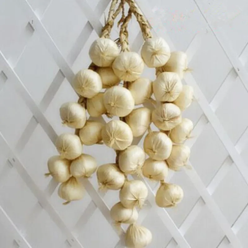 Magic/&shell Artificial Garlic String 2PCS Lifelike Fake White Garlic Hanging String Foam Vegetables Kitchen Decoration