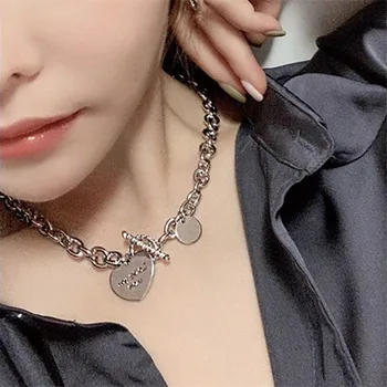 

Hip Hop Heart Choker Necklace Big Stainless Steel Statement Necklace Chunky Jewelry Punk Rapper Chain Egirl Aesthetic Jewelry