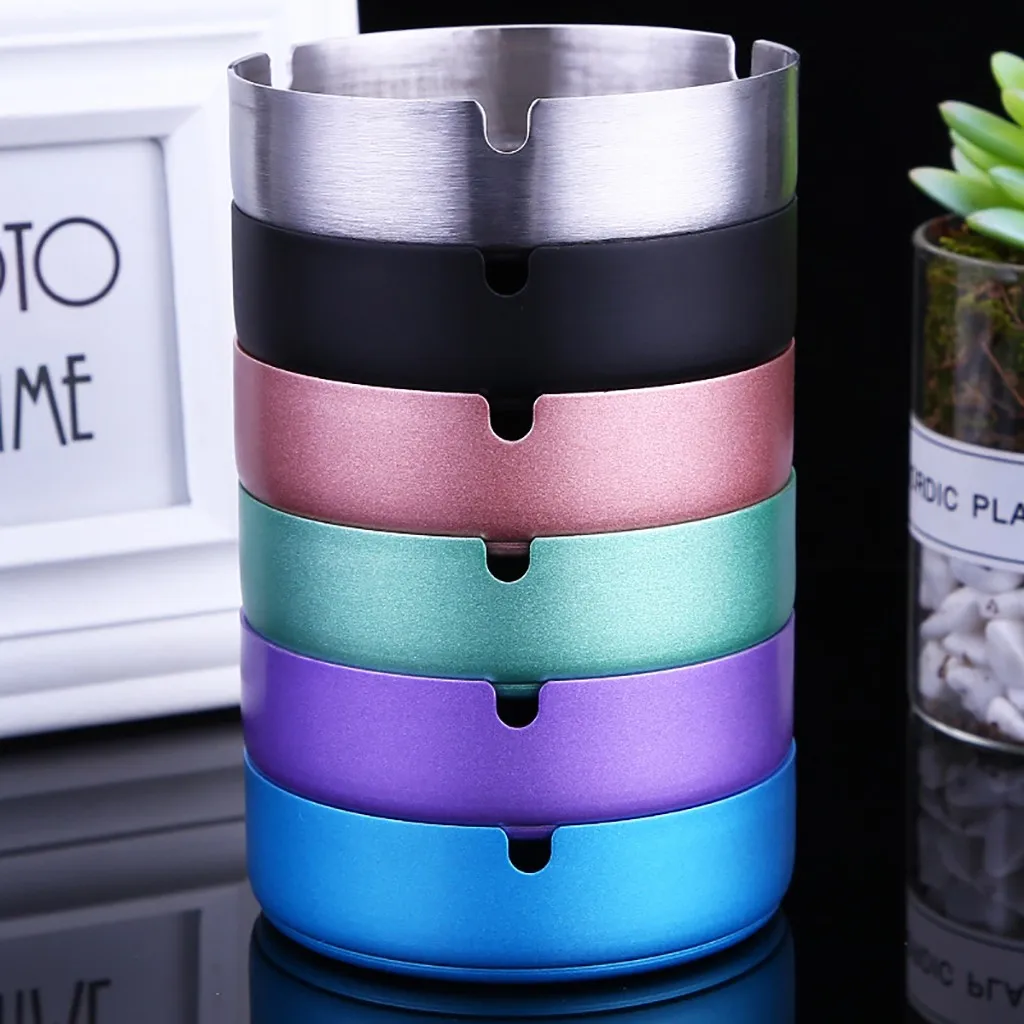 Stainless Steel High Temperature Resistant Drop Resistant Round Design Ashtray Universal creative ashtray Frosted Ashtray