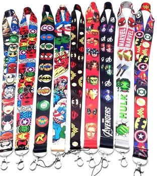 

New 30pcs cartoon Superheros Neck Strap Lanyards Badge Holder Rope Pendant Key Chain Accessorie