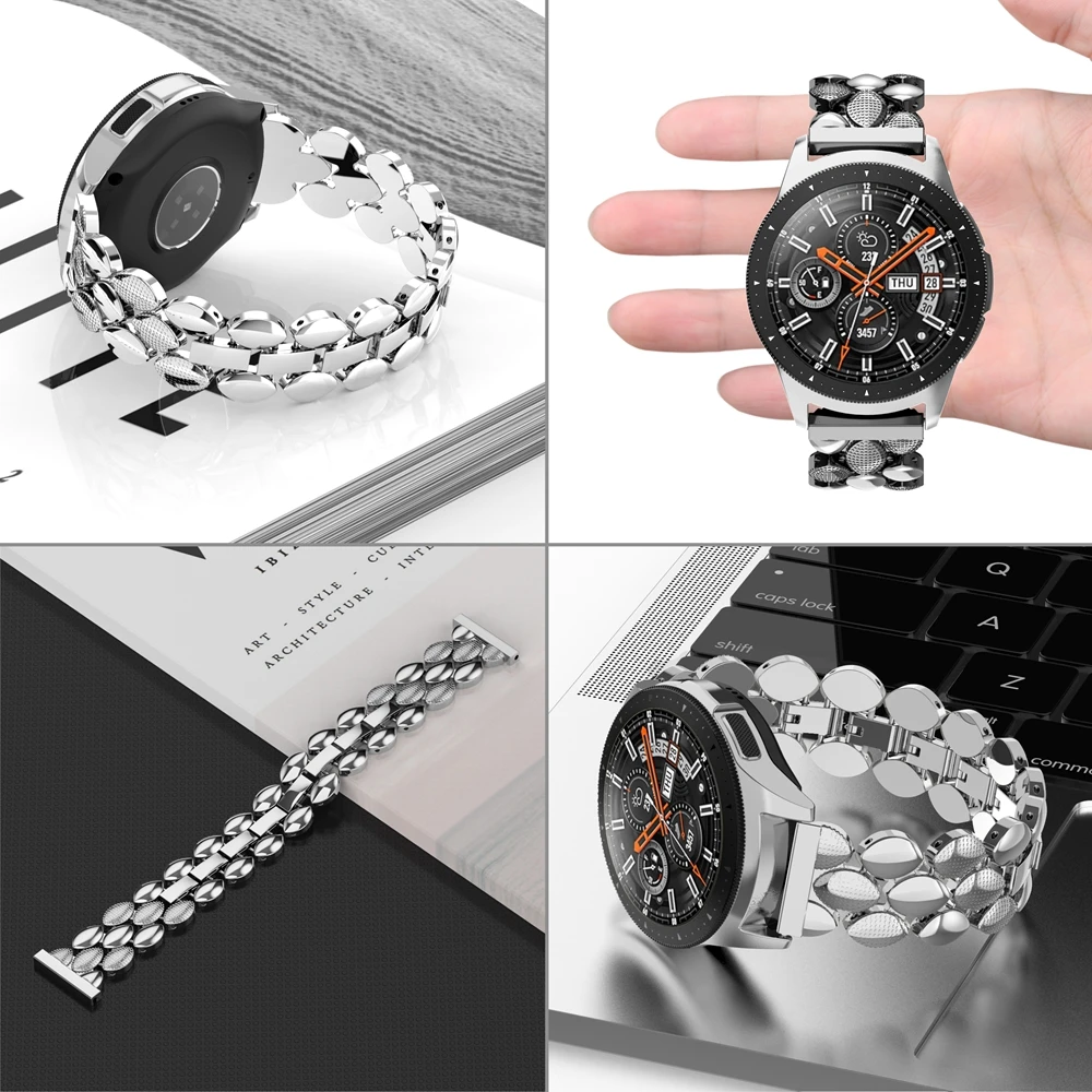 Мужской ремешок из нержавеющей стали для samsung Galaxy Watch 46 мм ремешок с 22 мм ширина браслет металлический ремешок для часов для Galaxy Active 2 44 мм