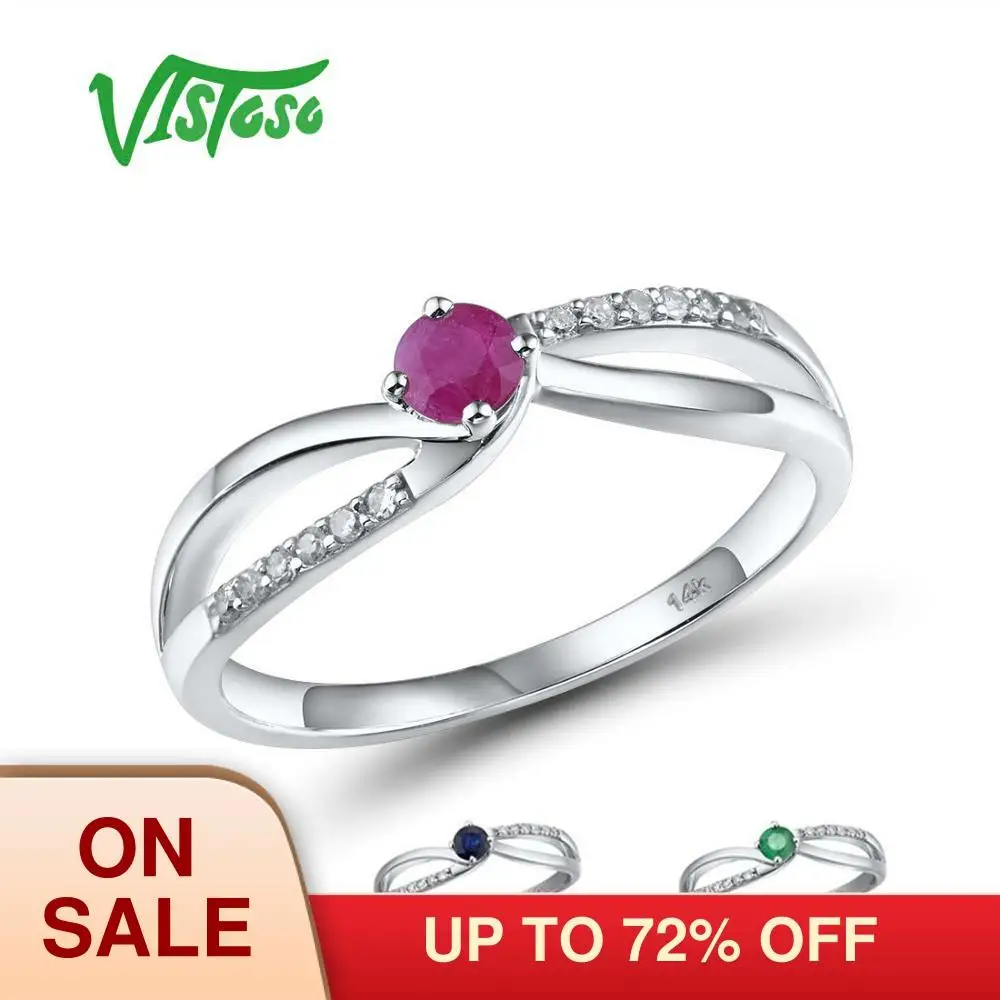 VISTOSO 14 K кольца из белого золота для леди подлинный Блестящий Бриллиант Необычные