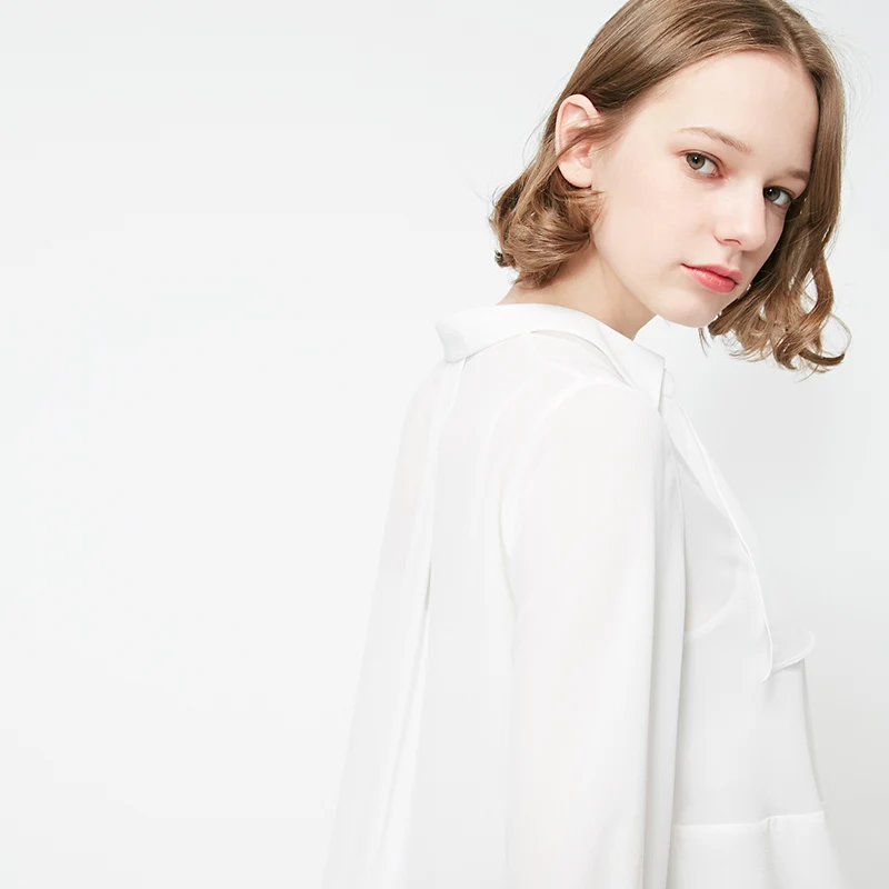 Vero Moda женская шифоновая блузка средней длины с оборками и отложным воротником | 319158524