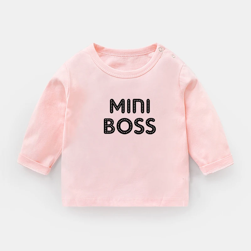 YP2789C Футболка с милым принтом «Mini Boss», футболки с длинными рукавами для малышей Топы, хлопковая детская футболка Забавный подарок для мальчиков и девочек, рождественский подарок для детей - Цвет: YP2789C