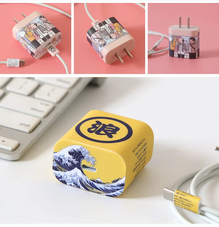 Прекрасный мультяшный usb-кабель DIY наклейки для зарядного устройства защитный чехол шнур защита провода крышка для Ipad 11 12 iPhone pro 11 Max зарядное устройство