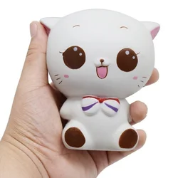 Gato blanco blando Kawaii para niños y adultos, juguetes para aliviar el estrés, decoración