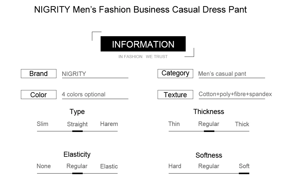 NIGRITY мужская мода бизнес случайные длинные брюки мужские эластичные прямые формальные брюки