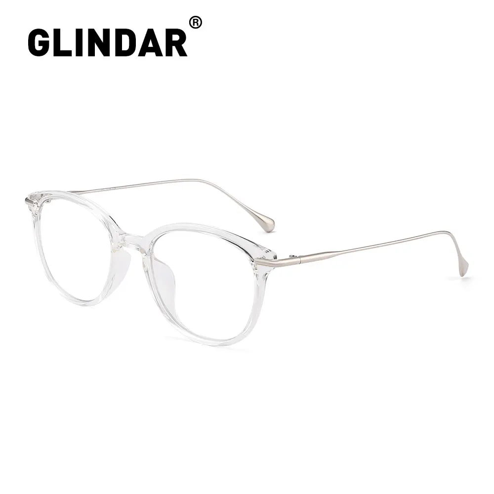 

Glindar Ultralight Anti BLue Light Glasses for Women Round Computer Gaming Glasses Transparent Frame