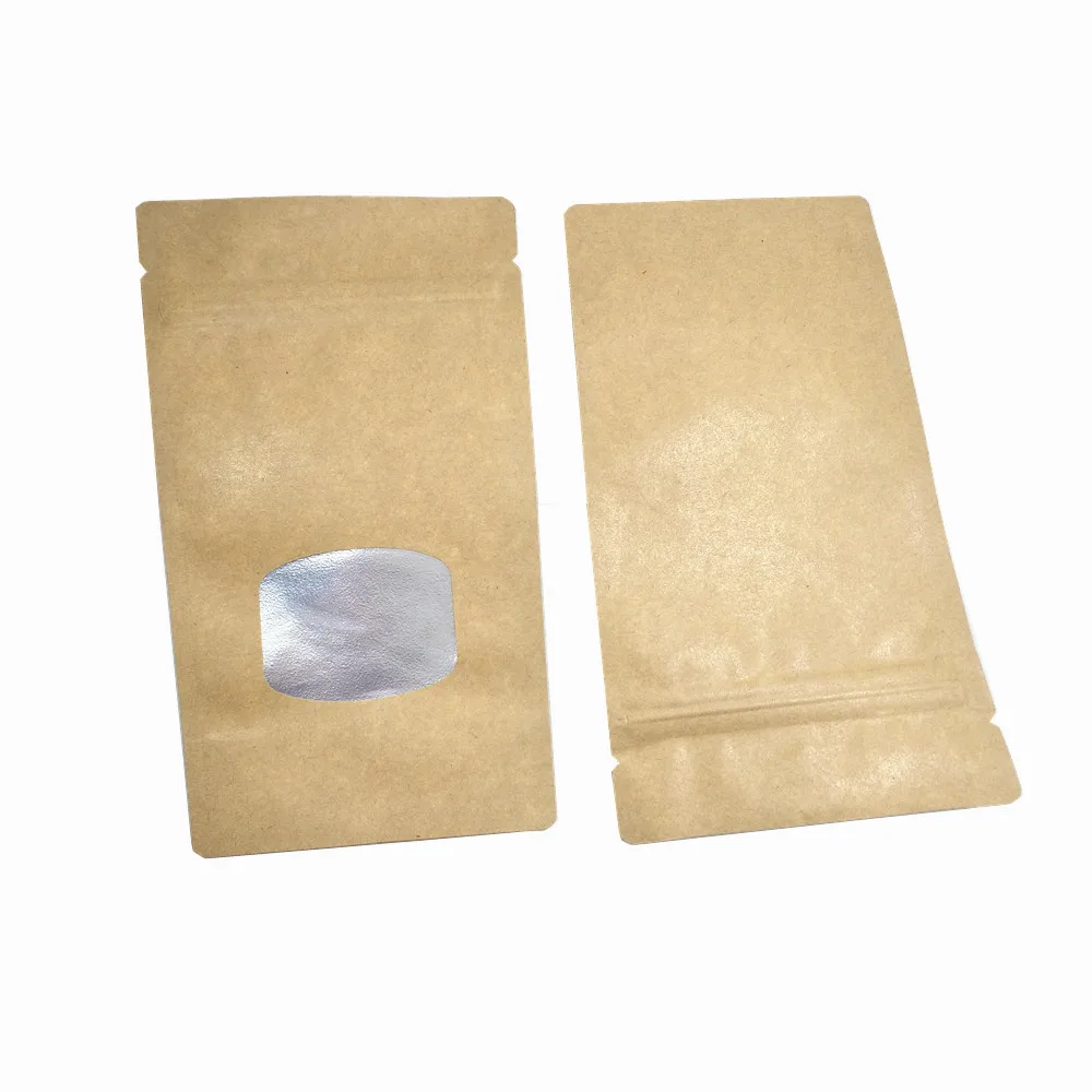 自立方窗牛皮纸铝箔袋 棕 E