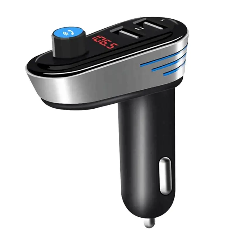 Black New Dual Double USB Car Chargering Bluetooth Handsfree Monochrome Screen Stereo Car MP3 Player FM Signal Transmitter - Color: Black