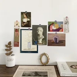 Carte postale de la célèbre série de peintures Ins 7 feuilles, carte décorative nordique rétro Art de simplicité, autocollant mural créatif de fond de chambre à coucher 