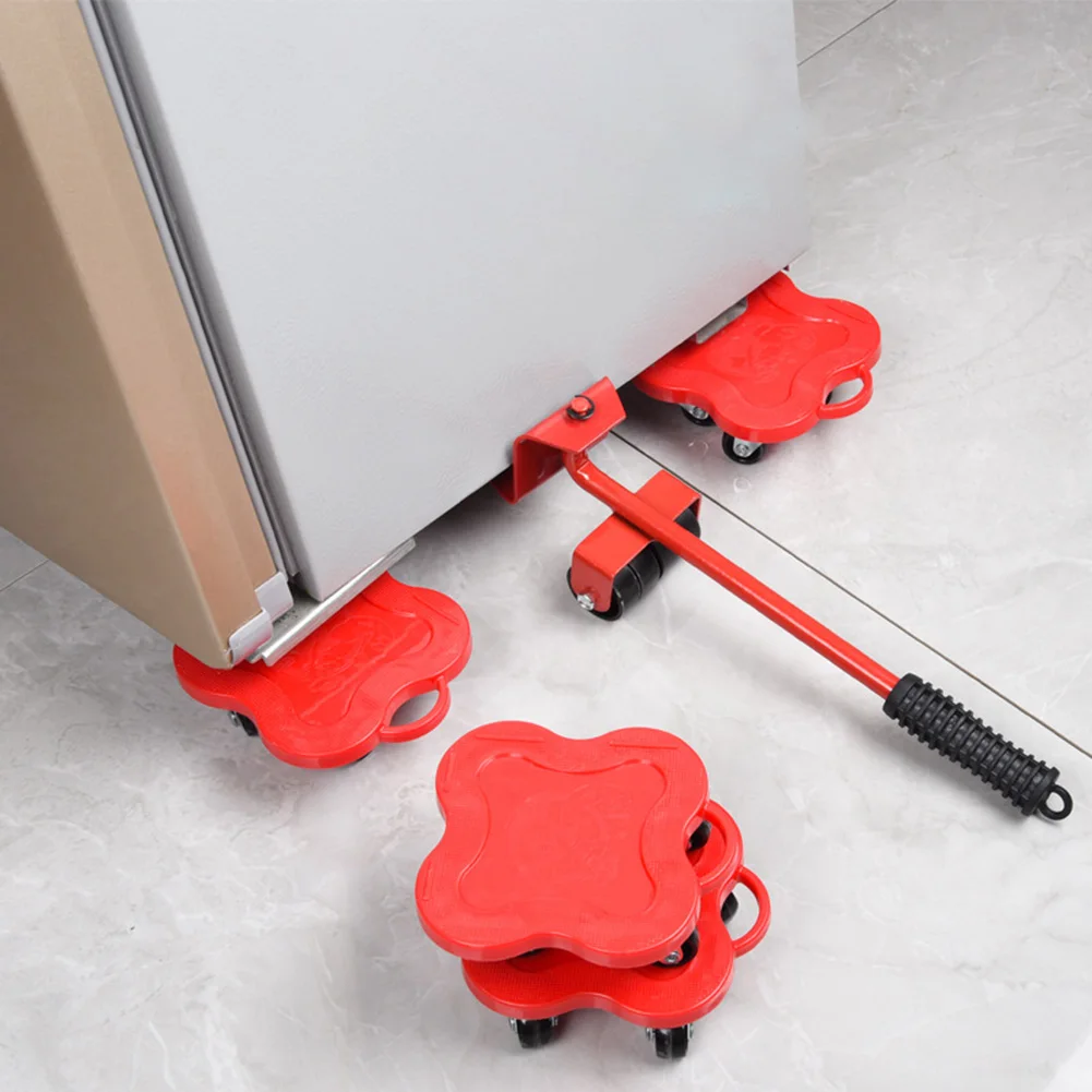 Furniture Moving Roller Set Portable Heavy Lifting Mover Transport Tool Red New 