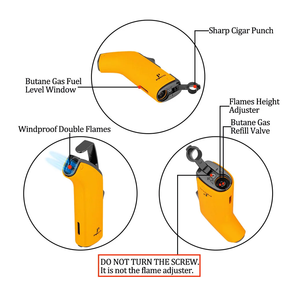 PIPITA модная высококачественная металлическая ветрозащитная Зажигалка фонарь Jet Flame многоразовое синее Надувное пламя двойное Пламя зажигалка для сигар