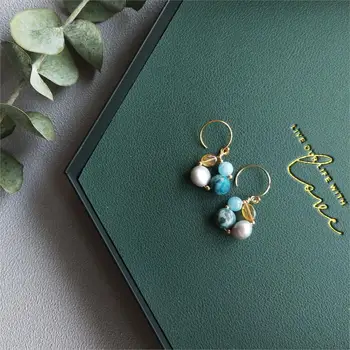 

LiiJi Unique Yellow Tourmaline Aquamarine Baroque Pearl Delicate Goldfilled Earrings For Women Valentine's Day Birthday Gift