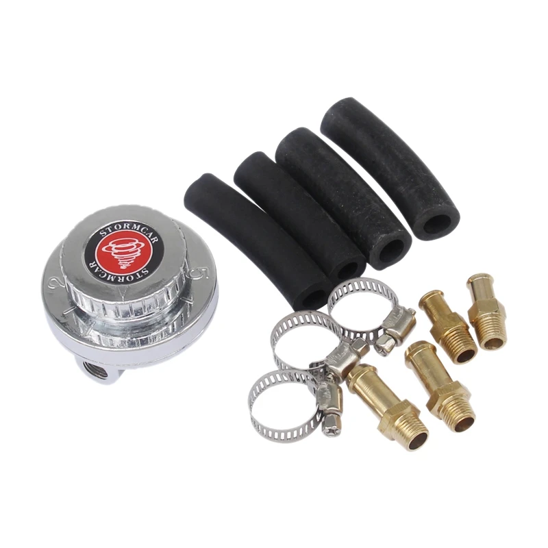 

Car Universal Adjustable 8mm 10mm Hose Fuel Pump Pressure Regulator 1-5 Psi