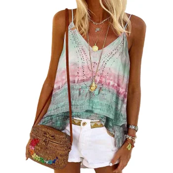 

Hotsale Summer New Fashion Printing Camisole Top Two Layers Loose Casual Plus Size Tops Ladies Camisoles For Women Camis