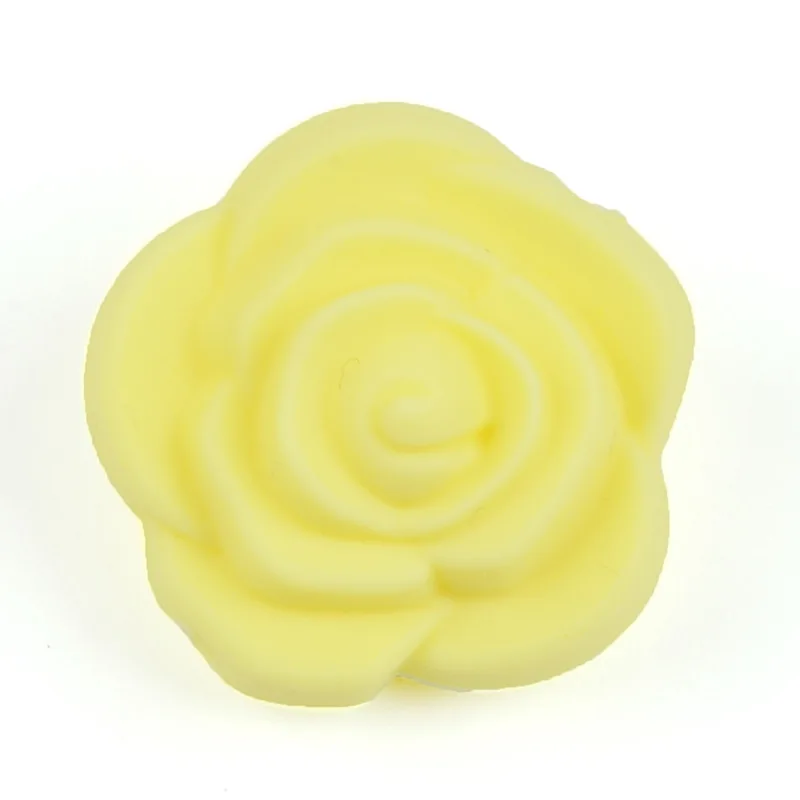 cream yellow 50 шт./лот Горячая 21 мм двусторонний цветок розы Силиконовые бусы для прорезывания зубов ожерелье без БФА - Цвет: cream yellow