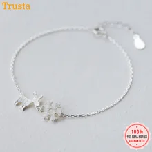 Браслет Trusta из чистого 925 пробы серебра пробы, Рождественский подарок с оленем и снегом для девушек-подростков, женщин, модный браслет 925, ювелирное изделие DS1419
