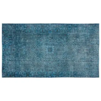 

Handmade Turquoise Vintage Overdyed Turkish Area Rug 163x290 Cm-5'4''X9'6''