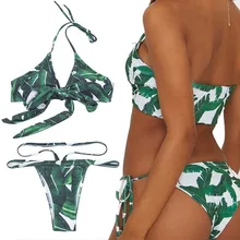 Купальные костюмы зеленый передний канат Сплит Тип полиэстер бассейн девушки пляж плавать ming дышащий Регулируемый эластичный Sunmmer сексуальный