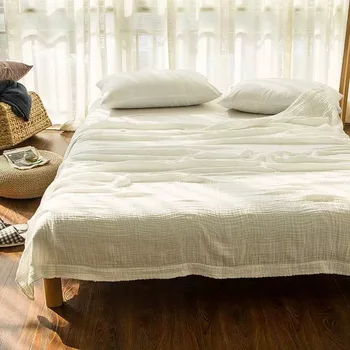 

Washed Cotton Three Layer Gauze Towel Blanket Thin Summer Air Condition Blankets for Single Double Super Soft Coverlet Bed Sheet