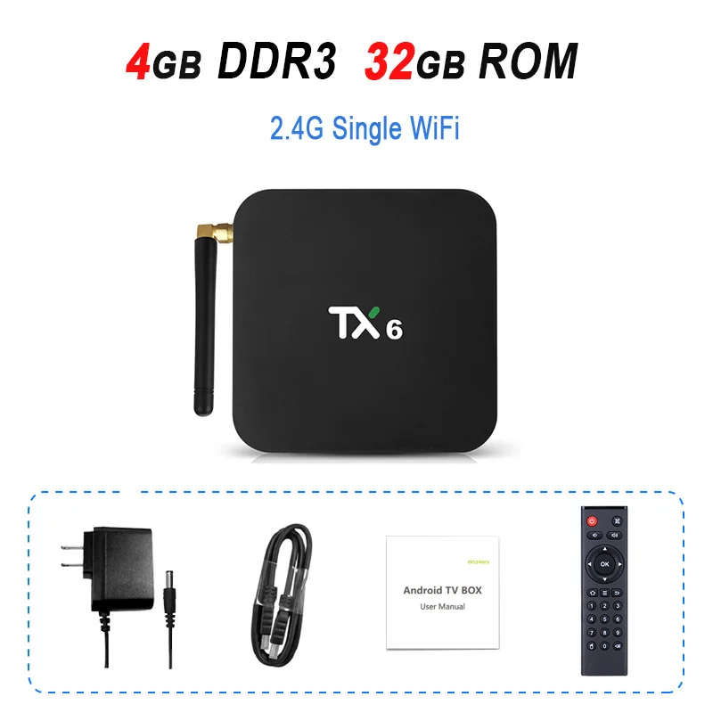 TX6 Android 9,0 tv Box Allwinner H6 Smart tv Box 4 Гб ram 32 Гб 64 Гб 2,4G 5,8G Dual Wifi BT4.1 4K медиаплеер USD3.0 телеприставка - Цвет: 4GB 32GB 2.4G WiFi