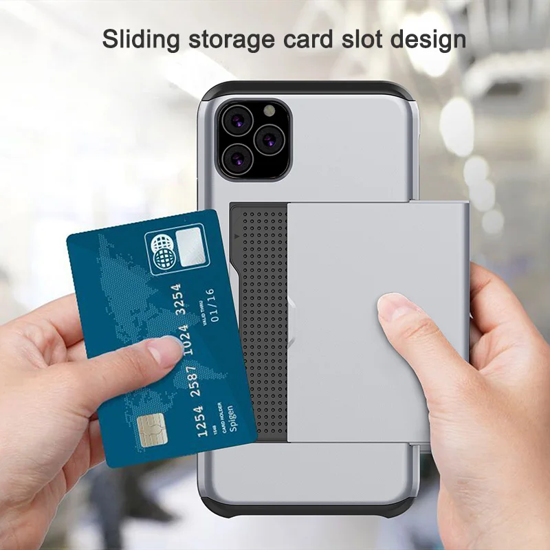 Чехол для телефона JAVY Slide Card iPhone 12 11 Pro Max Mini X XR XS Slot Holder Cover iphone 8 7 6 6S plus 5 S SE 2020 |