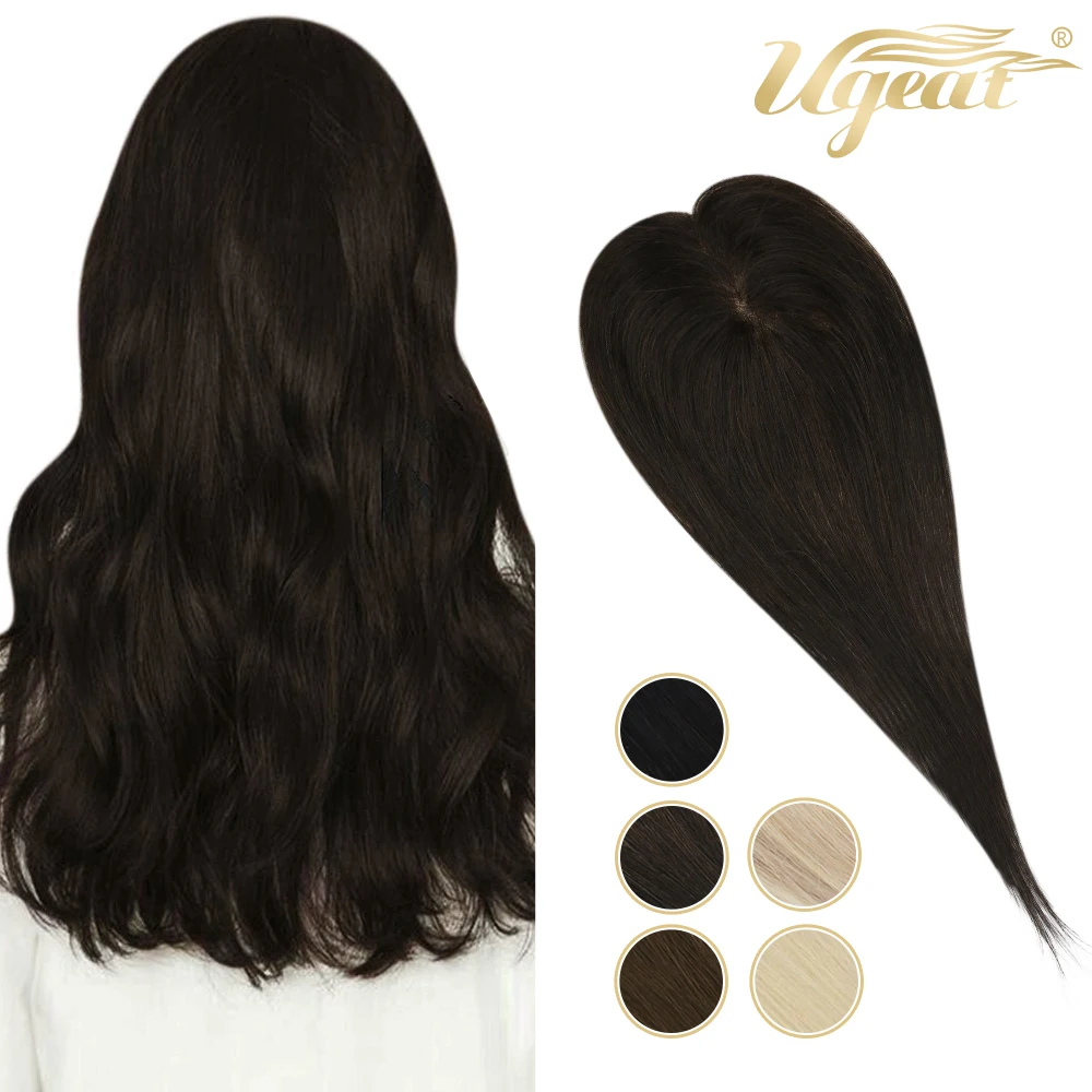 Topper Toupee Mono-Base Human-Hair Hair-Extensions Natural Women Crown Ugeat 12x6cm 8-16inch