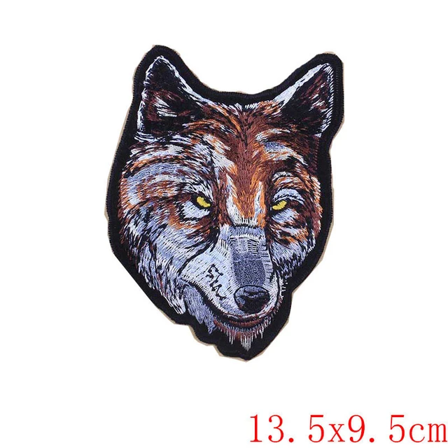 Wolf Head Iron on Patches for Clothing DIY Embroidery Stripe on Clothes Animal Sequin Applique Badge Applique Cloth Fabric Craft 1118