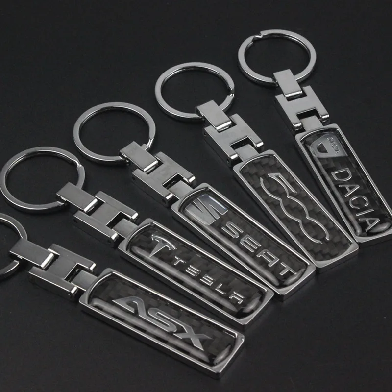 

Car KeyRing for Fiat 500 Mitsubishi ASX Tesla SEAT DACIA Logo Metal KeyChain Badge Key Ring Emblem Key Holder Chain Accessories