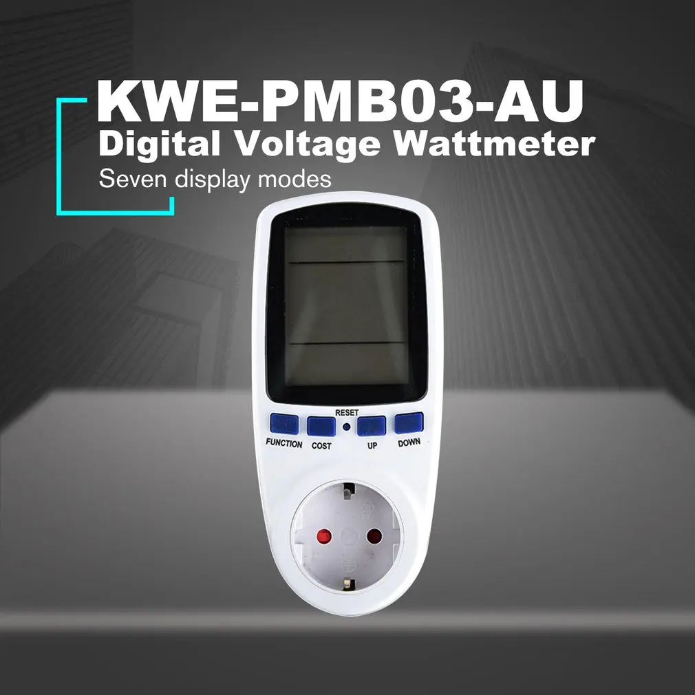 

KWE-PMB01 Plug Socket Digital Voltage Wattmeter Power Consumption Watt Energy Meter AC Electricity Analyzer Monitor