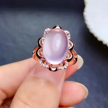 

Natural And Real Rose Quartz Ring Wedding Engagement Rings for Women 925 sterling silver Ring