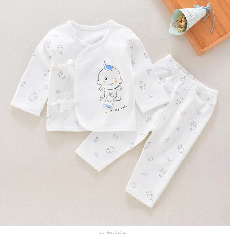 Newborn Baby Underwear Set Cotton Clothes for 0-3 Months Baby Spring Autumn Clothes Autumn Pants Soft Girls Boys Dress 2PCS Suit