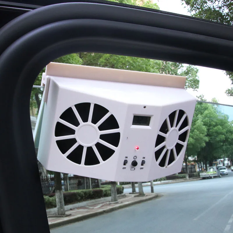 

Car Solar Powered Exhaust Fan Car Gills Cooler Auto Ventilation Fan Dual-mode Power Supply High-power 2 Colors
