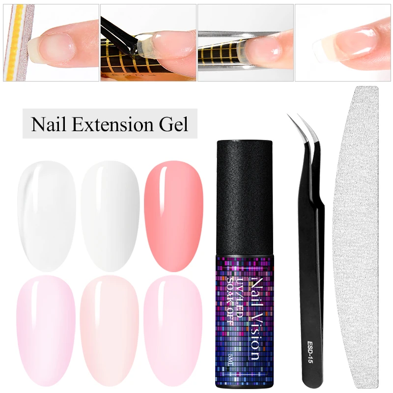 Nail Vision Quick Extension Gel Set White Clear Acrylic Poly UV Soak Off Crystal Jelly Finger Building Tips Manicure | Красота и