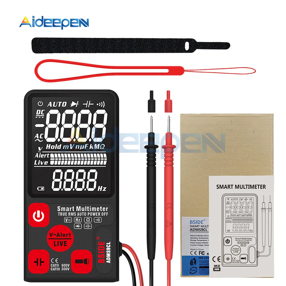 ADMS9CL ультра-Портативный Цифровой мультиметр 3,5» ЖК-дисплей Экран 3 линии переменного тока DC бесконтактная проверка напряжения переменного Напряжение Сопротивление Частота постоянной ёмкости, универсальный конденсатор Ом Гц Тесты