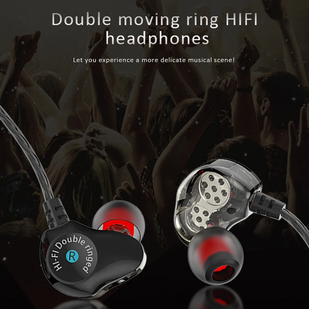 In Ear Headset Double Unit Drive Earphone 3 5mm Plug Wired Earbuds Bass Subwoofer Earphones with Mic Volume Control Earpiece