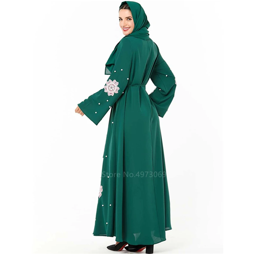 Элегантное мусульманское платье с вышивкой Abaya Vestidos кардиган кимоно свободный