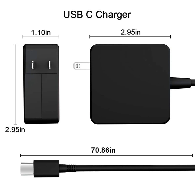65 Вт USB-C Зарядное устройство блок питания Настенный адаптер, type-C PD зарядное устройство для MacBook, MacBook Pro, samsung Matebook, huawei Matebook, Nint