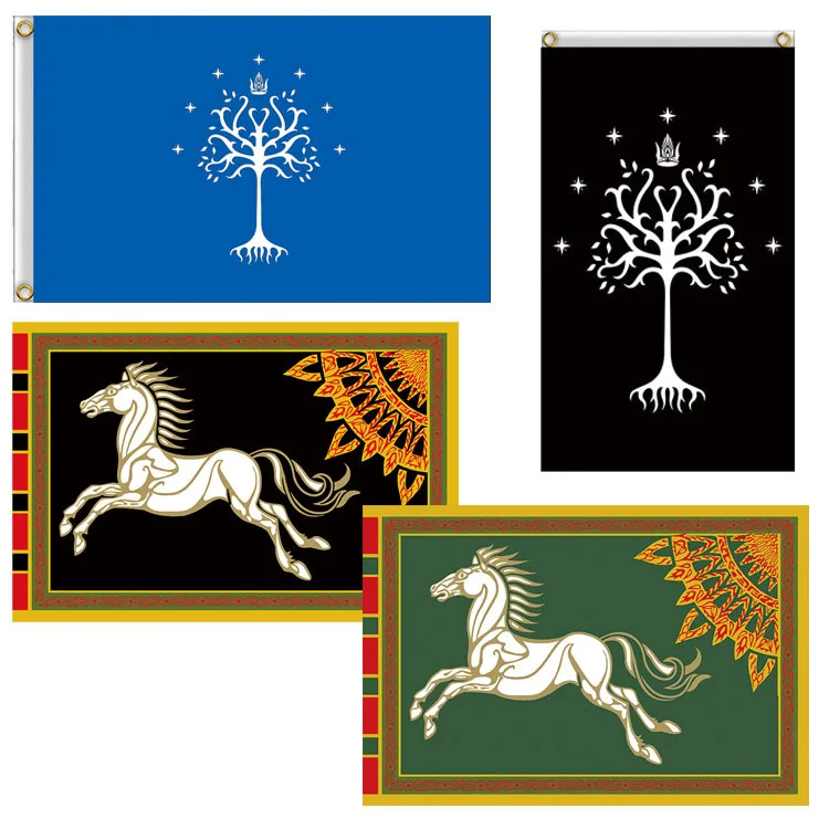 Astany White Tree of Gondor Tolkien Hobbit Lord of The Rings 3X5FT Vertical Black Flag