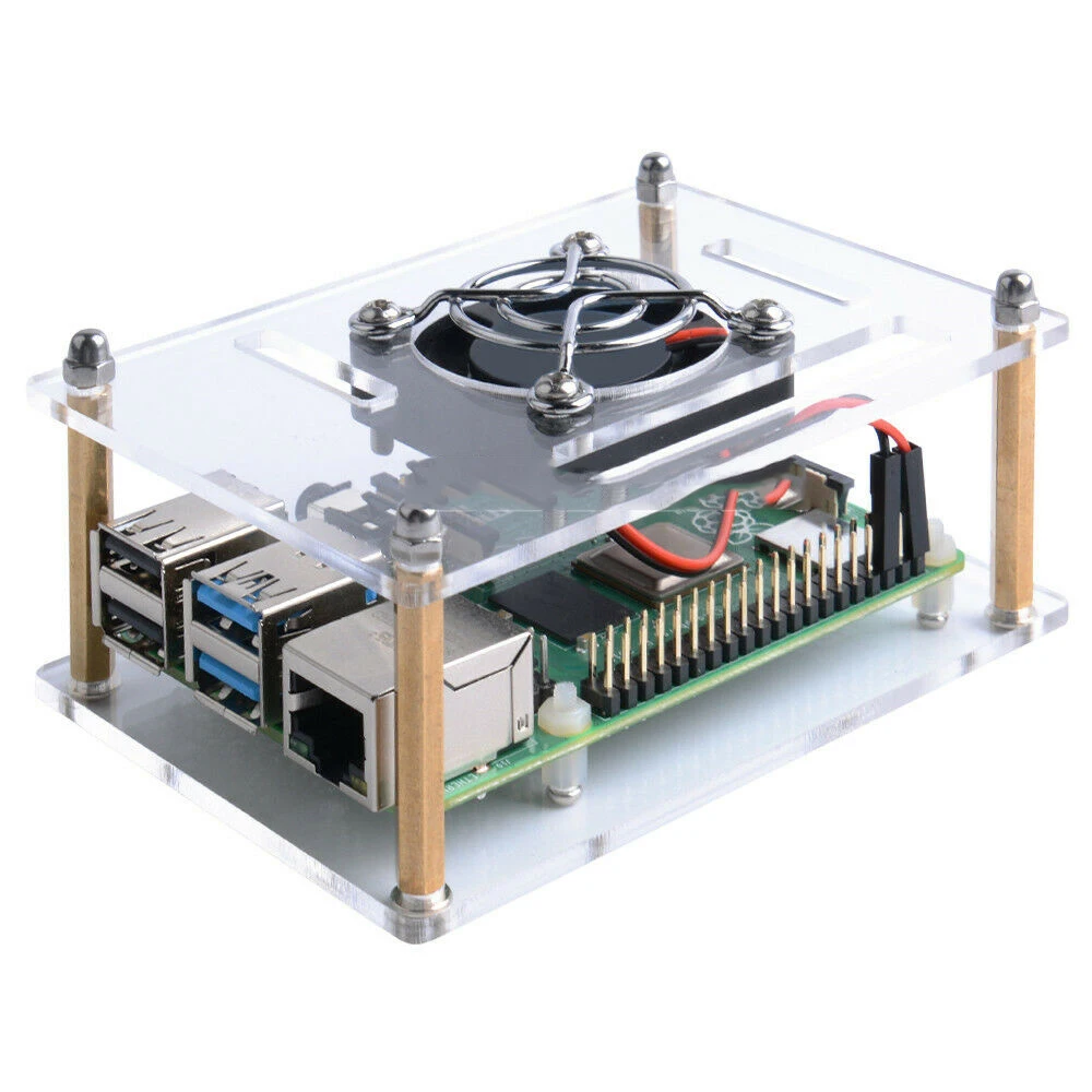 Дизайн для Raspberry Pi акриловый чехол с охлаждающим вентилятором радиаторы для Raspberry Pi 4B/3/2B/B