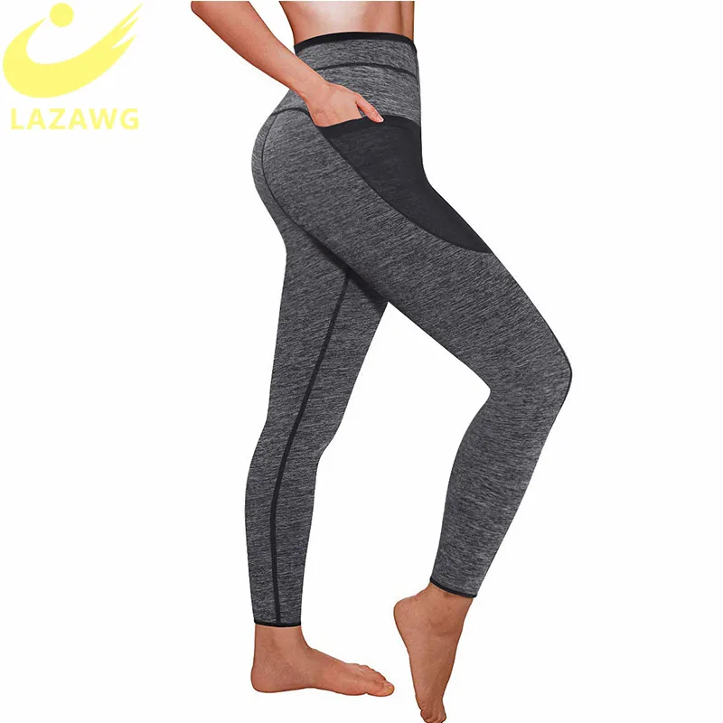 LAZAWG Women Sauna Weight Loss Slimming Neoprene Pants with Side Pocket Hot Thermo Fat Burning Sweat Leggings Thighs Slim Capris LAZAWG Women Sauna Weight Loss Slimming Neoprene Pants with Side Pocket Hot Thermo Fat Burning Sweat Leggings Thighs Slim Capris