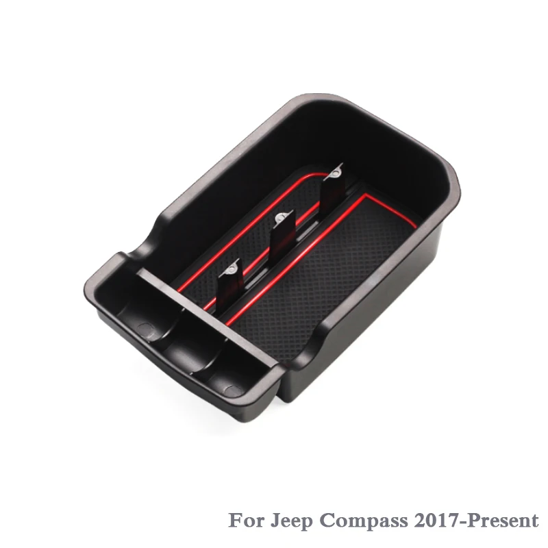 Автомобильный Стайлинг для Jeep Compass-Н. В. LHD Автомобильная центральная консоль подлокотник коробка для хранения крышка интерьерные авто аксессуары - Название цвета: Черный