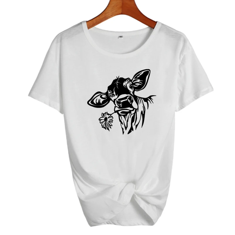

Vegan Farm Harajuku Women Cute Cow Printing T-shirt Fashion Women Graphic Tee Shirt Plus Size Cotton T Shirt Female Tops