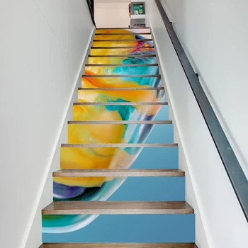 

13 Pcs PVC Waterproof Abstract Yellow Beautiful Art Home Decor Decal Stair Print Sticker Self Adhesive Paper for Bedroom Sticker