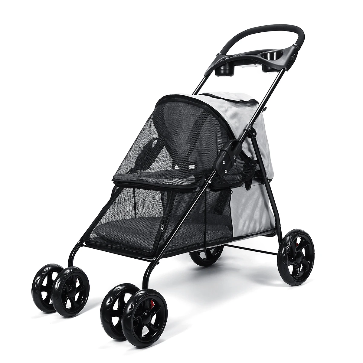 Складная коляска для собак и кошек, Тедди 4 контейнер на колесиках, походная тележка для путешествий, многонаправленная дышащая серая черная переноска, 15 кг