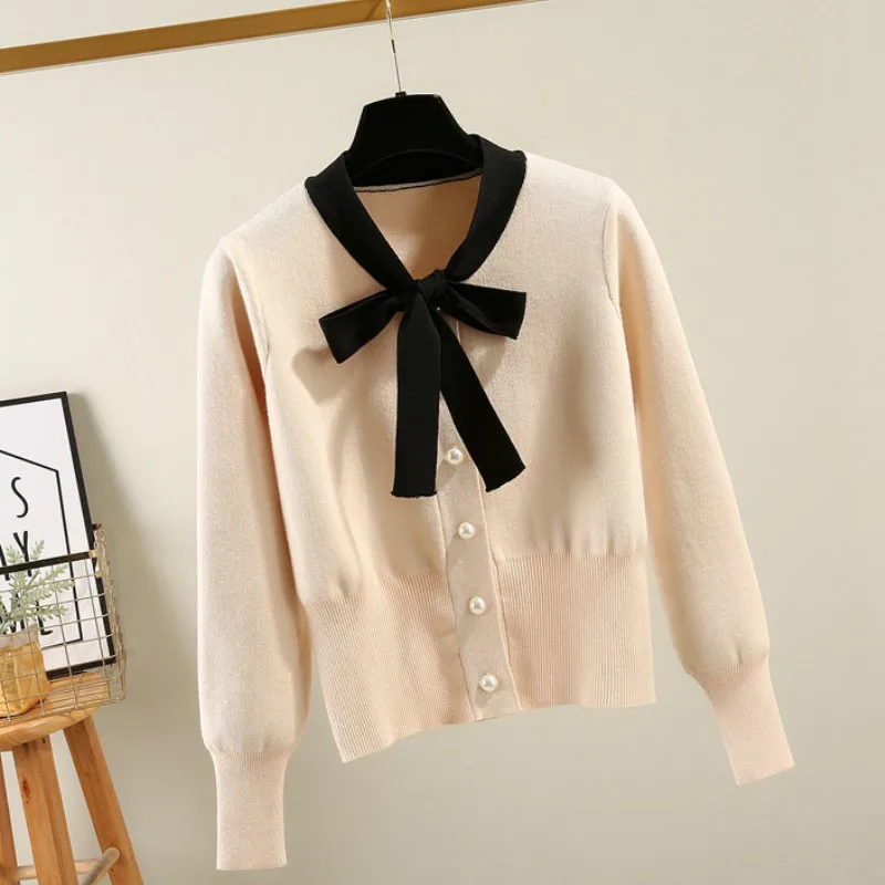 

New Women Sweater Jacket Spring Autumn Sweaters New Butterfly Collar Single Breasted Slim Knitted Sweaters Long Sleeve Cardigans